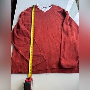 Haggars Q Red/Brown V-Neck Sweater